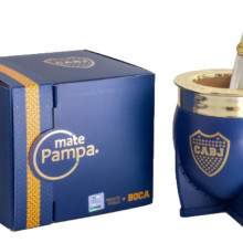 Mate Pampa Xl Boca Juniors más Bombilla Térmico Xeneize Cabj Color Azul